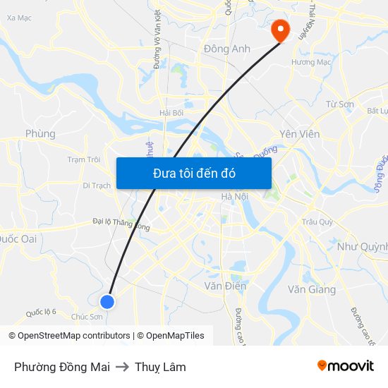 Phường Đồng Mai to Thuỵ Lâm map