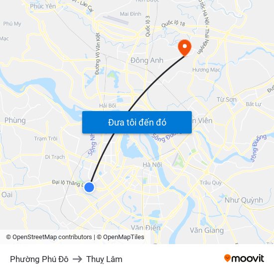 Phường Phú Đô to Thuỵ Lâm map