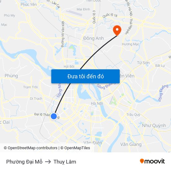 Phường Đại Mỗ to Thuỵ Lâm map