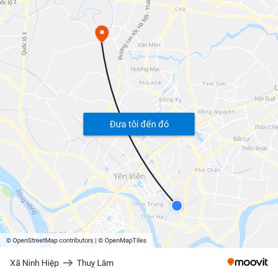 Xã Ninh Hiệp to Thuỵ Lâm map