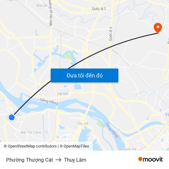 Phường Thượng Cát to Thuỵ Lâm map