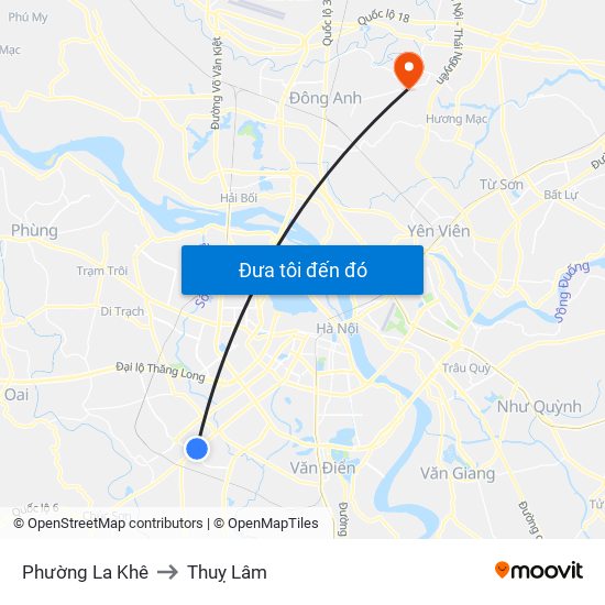 Phường La Khê to Thuỵ Lâm map