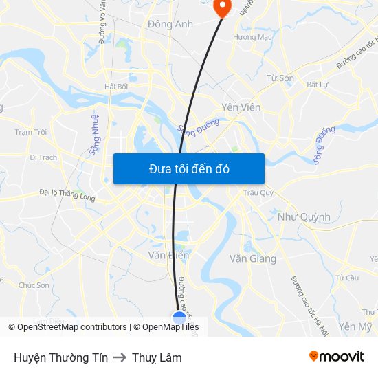 Huyện Thường Tín to Thuỵ Lâm map