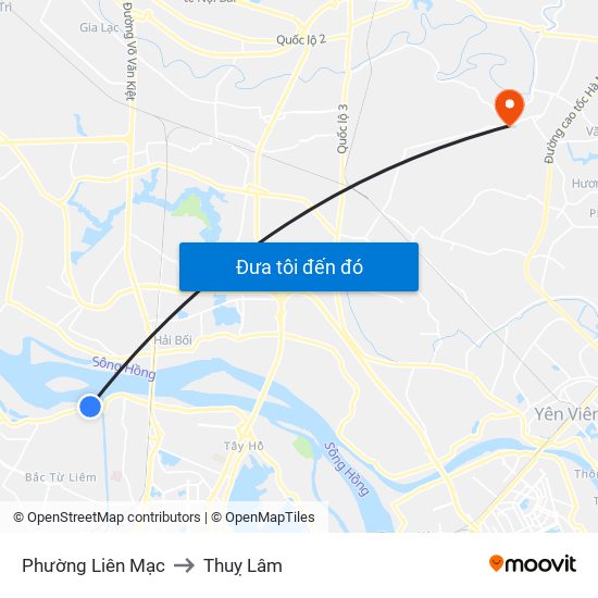 Phường Liên Mạc to Thuỵ Lâm map