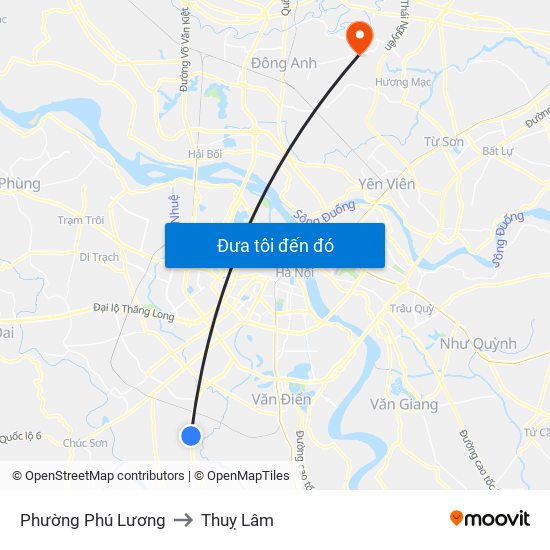 Phường Phú Lương to Thuỵ Lâm map