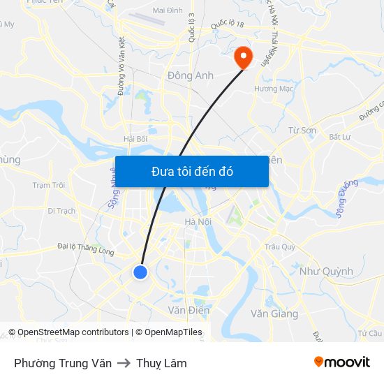 Phường Trung Văn to Thuỵ Lâm map