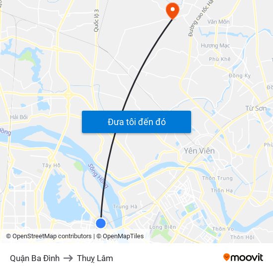 Quận Ba Đình to Thuỵ Lâm map