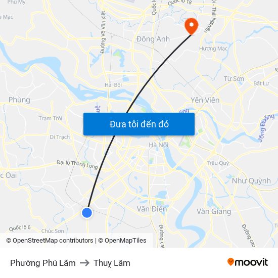 Phường Phú Lãm to Thuỵ Lâm map