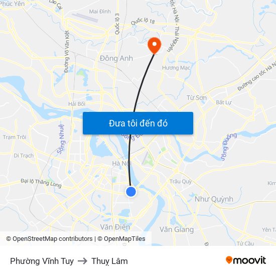 Phường Vĩnh Tuy to Thuỵ Lâm map