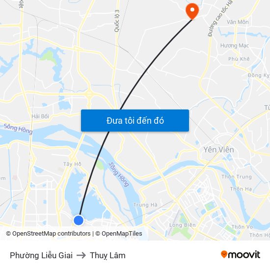 Phường Liễu Giai to Thuỵ Lâm map