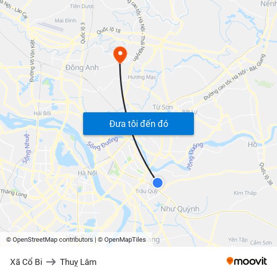 Xã Cổ Bi to Thuỵ Lâm map