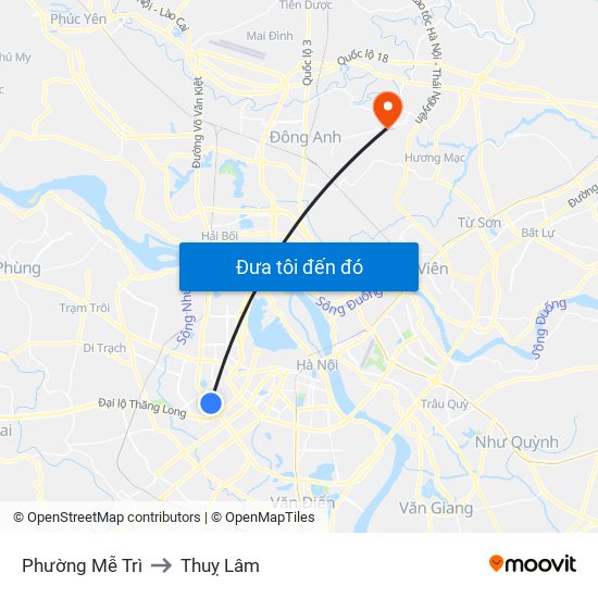 Phường Mễ Trì to Thuỵ Lâm map