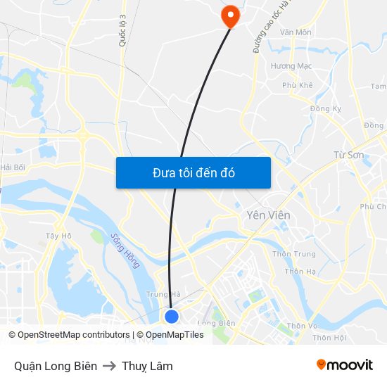 Quận Long Biên to Thuỵ Lâm map