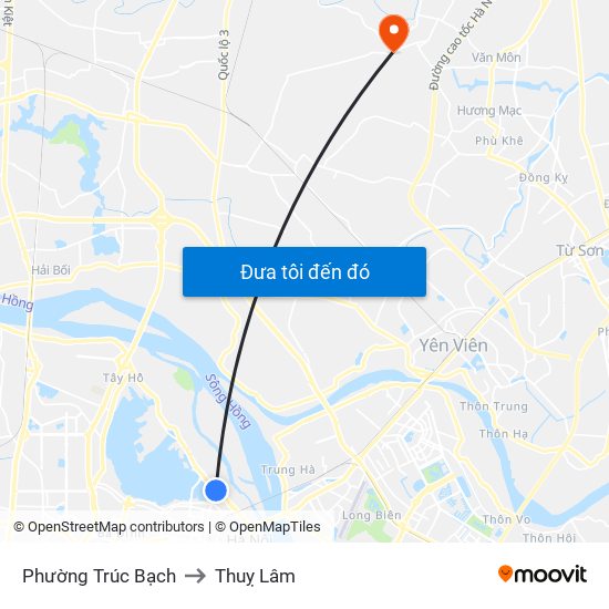 Phường Trúc Bạch to Thuỵ Lâm map