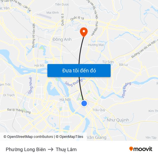 Phường Long Biên to Thuỵ Lâm map