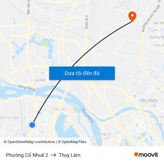 Phường Cổ Nhuế 2 to Thuỵ Lâm map