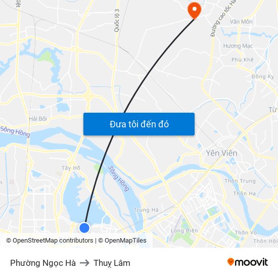 Phường Ngọc Hà to Thuỵ Lâm map