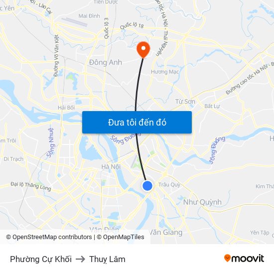 Phường Cự Khối to Thuỵ Lâm map