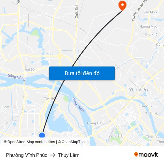 Phường Vĩnh Phúc to Thuỵ Lâm map