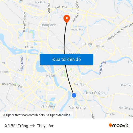 Xã Bát Tràng to Thuỵ Lâm map