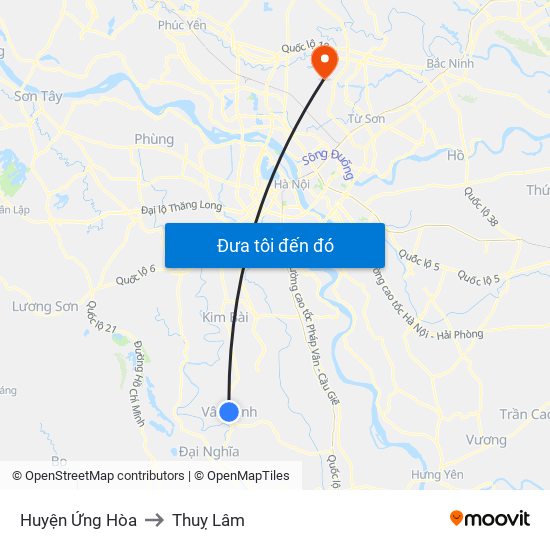 Huyện Ứng Hòa to Thuỵ Lâm map