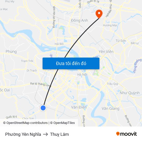 Phường Yên Nghĩa to Thuỵ Lâm map
