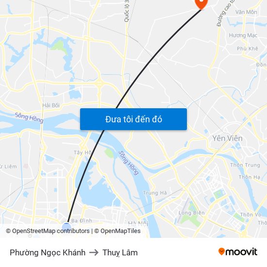 Phường Ngọc Khánh to Thuỵ Lâm map