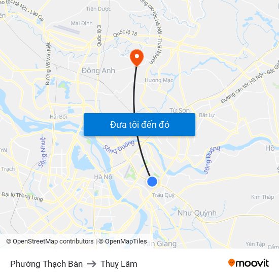 Phường Thạch Bàn to Thuỵ Lâm map