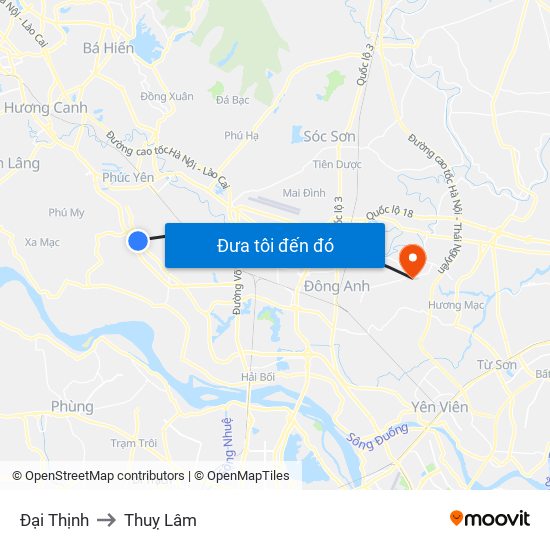 Đại Thịnh to Thuỵ Lâm map