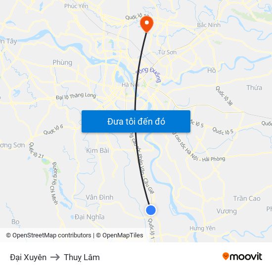Đại Xuyên to Thuỵ Lâm map