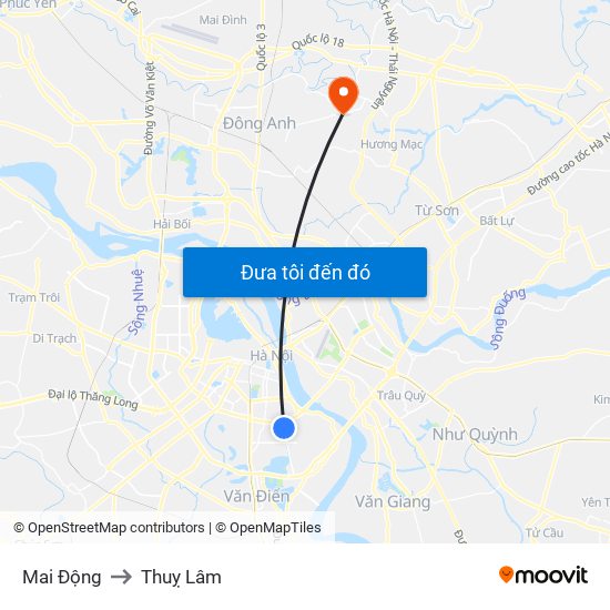 Mai Động to Thuỵ Lâm map