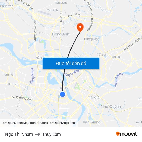 Ngô Thì Nhậm to Thuỵ Lâm map