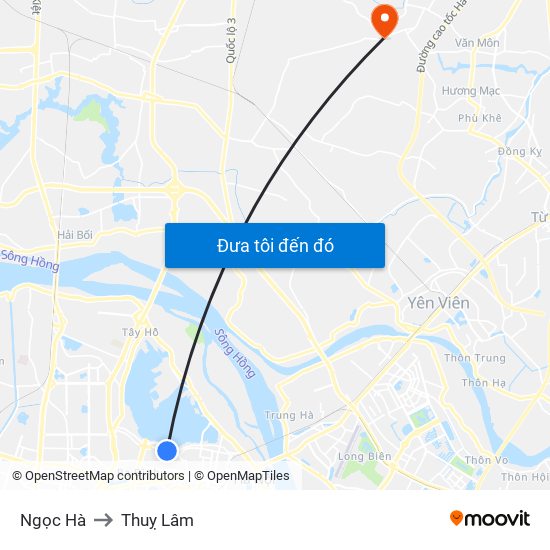 Ngọc Hà to Thuỵ Lâm map