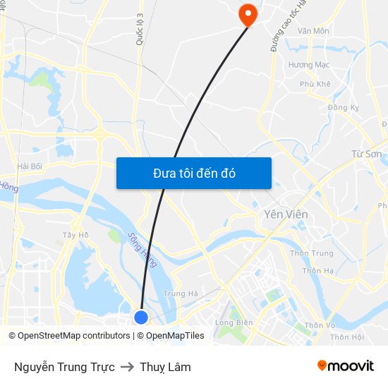 Nguyễn Trung Trực to Thuỵ Lâm map