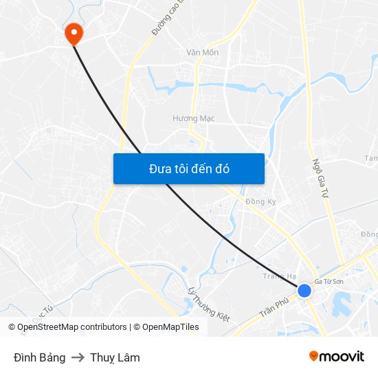 Đình Bảng to Thuỵ Lâm map