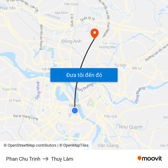 Phan Chu Trinh to Thuỵ Lâm map