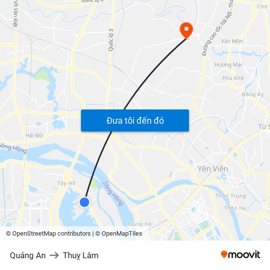 Quảng An to Thuỵ Lâm map