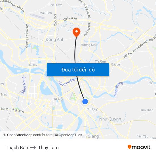 Thạch Bàn to Thuỵ Lâm map
