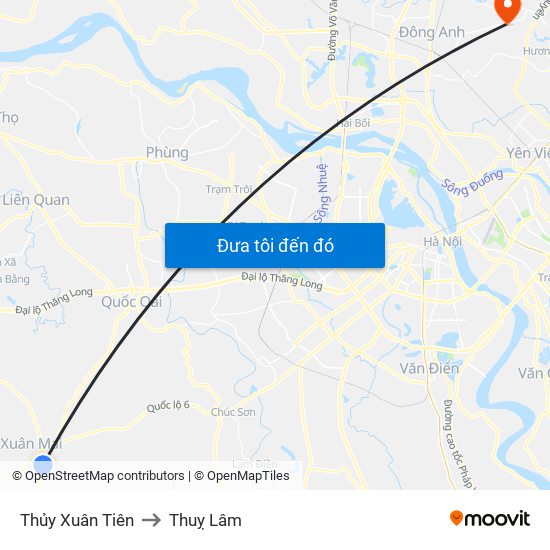 Thủy Xuân Tiên to Thuỵ Lâm map