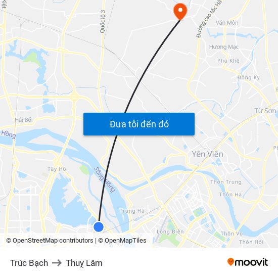 Trúc Bạch to Thuỵ Lâm map