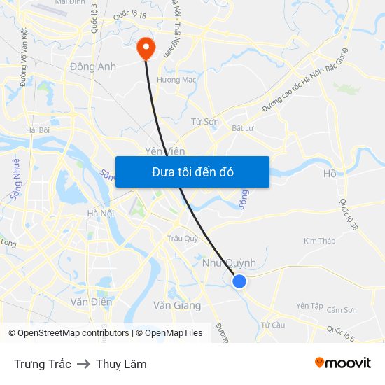 Trưng Trắc to Thuỵ Lâm map