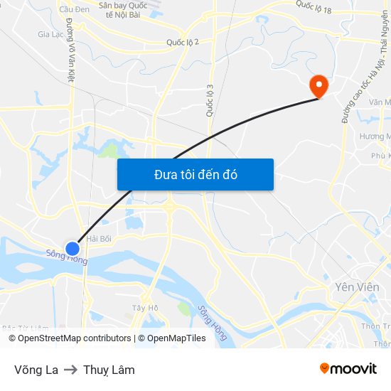 Võng La to Thuỵ Lâm map