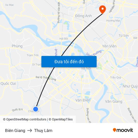 Biên Giang to Thuỵ Lâm map