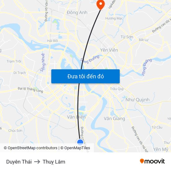 Duyên Thái to Thuỵ Lâm map