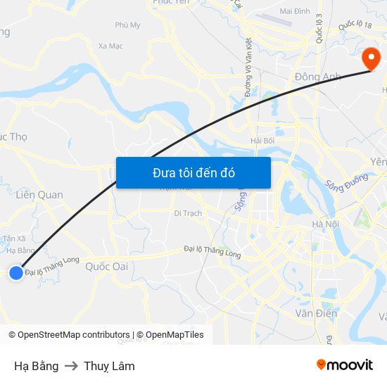 Hạ Bằng to Thuỵ Lâm map