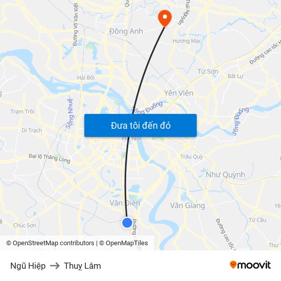 Ngũ Hiệp to Thuỵ Lâm map