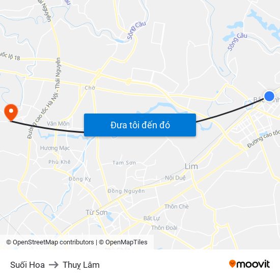 Suối Hoa to Thuỵ Lâm map