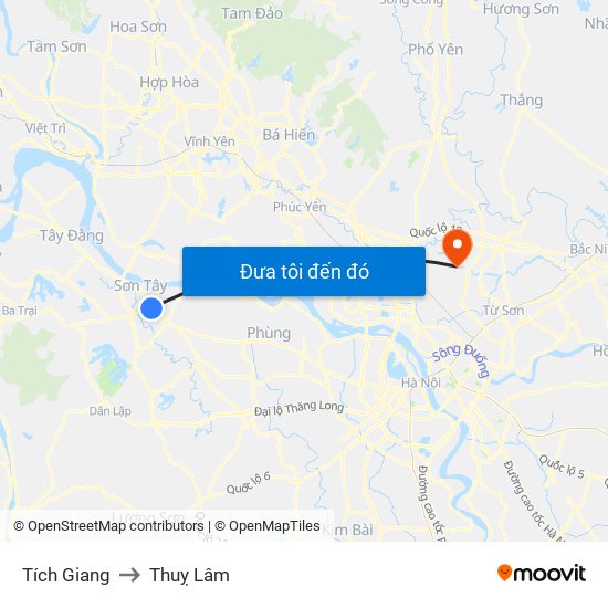 Tích Giang to Thuỵ Lâm map