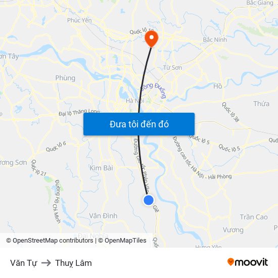 Văn Tự to Thuỵ Lâm map