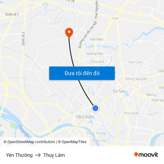 Yên Thường to Thuỵ Lâm map